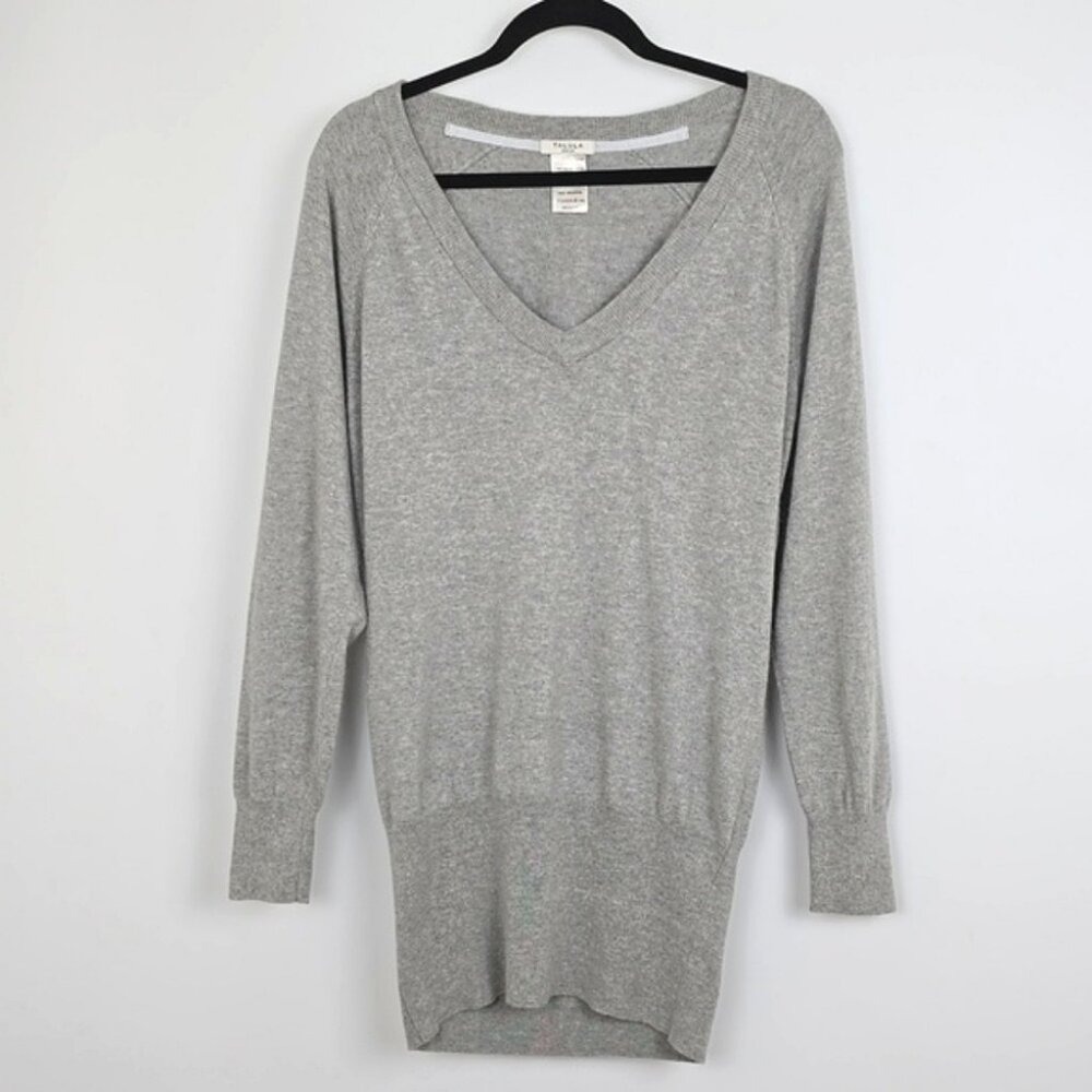 Talula Women's V Neck Soft Viscose Cashmere Knit Blend Long Sweater Grey M